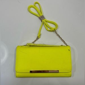 Bright Yellow Clutch With Strap